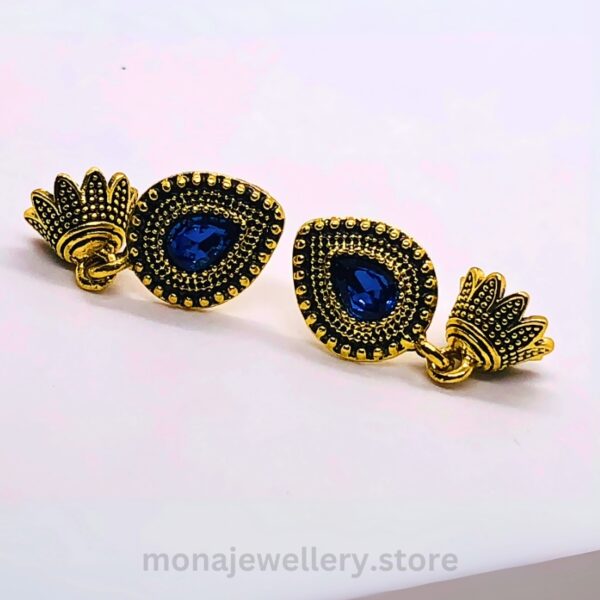 Golden Blue Jhumki Earring