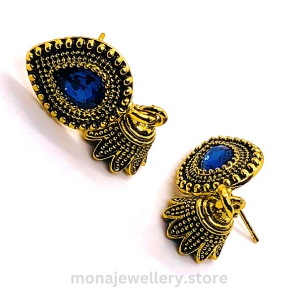 Golden Blue Jhumki Earring