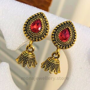 Golden Pink Jhumki Earring