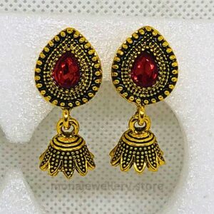 Golden Pink Jhumki Earring