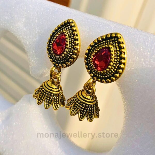 Golden Pink Jhumki Earring