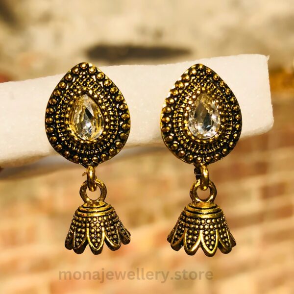 Antique Golden Crystal Jhumki