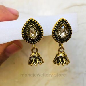 Antique Golden Crystal Jhumki