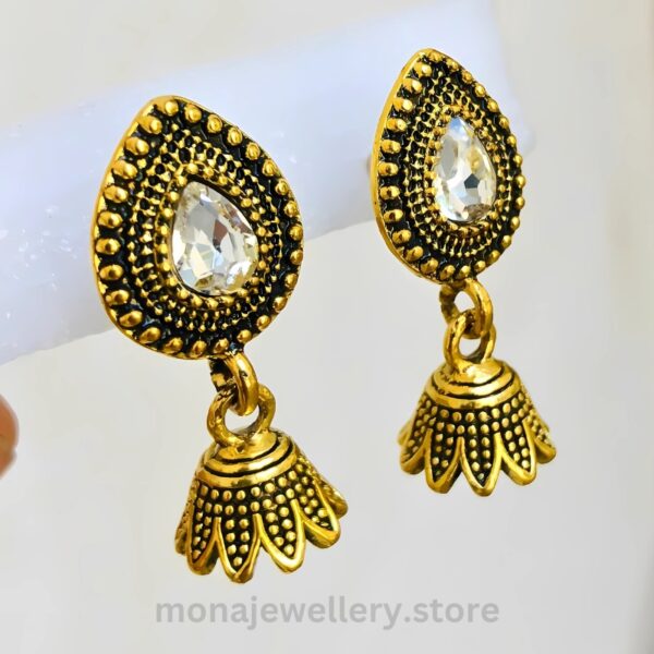 Antique Golden Crystal Jhumki