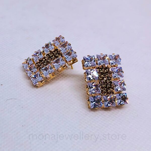 Golden Stone Stud Earring