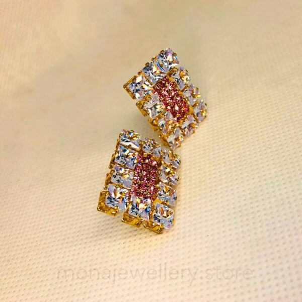 Pink Stone Stud Earring