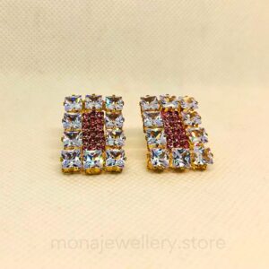 Pink Stone Stud Earring