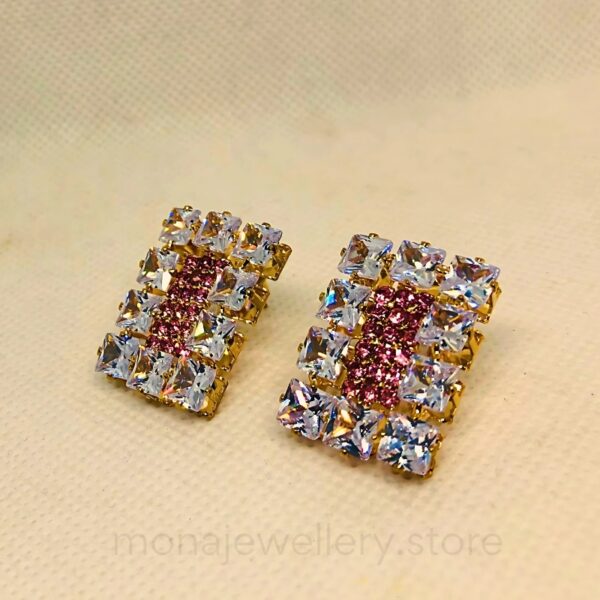 Pink Stone Stud Earring